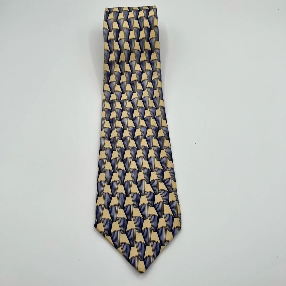 Vintage Geometric Pattern Valentino Silk Tie Made In Italy